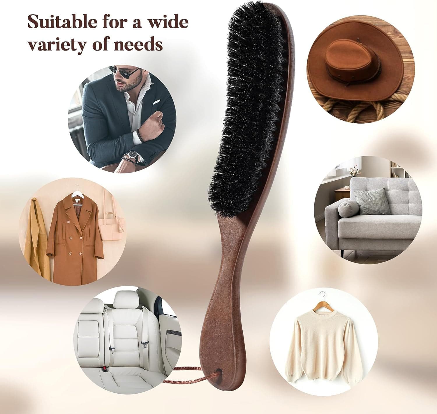 VASSON Clothes Brush - Boar Bristle Lint Brush 2